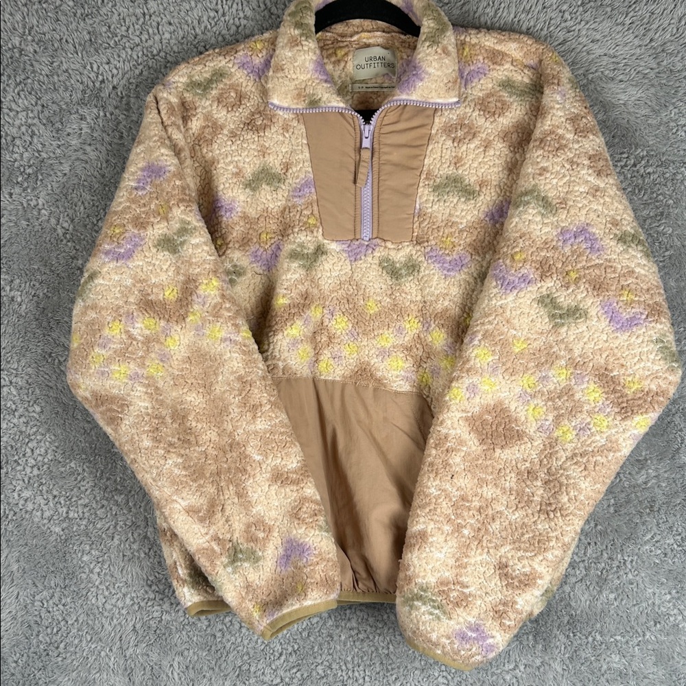 Urban Outfitters Long Sleeve Zip Sherpa Ivory Pullover Sweater Oversized  Size S - Picture 13 of 16